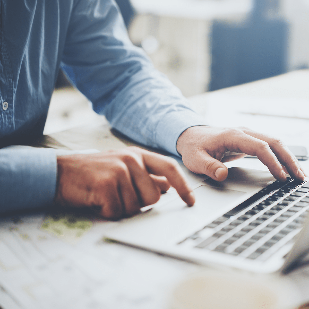 Businessman working on laptop