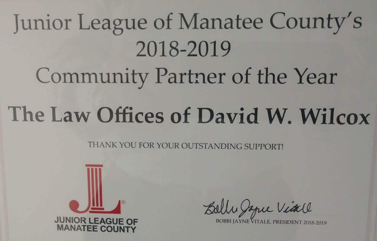 Junior League of Manatee County's 2018-2019 Community Partner of the Year Award