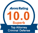 10.0 Avvo Criminal Defense Attorney Rating Badge