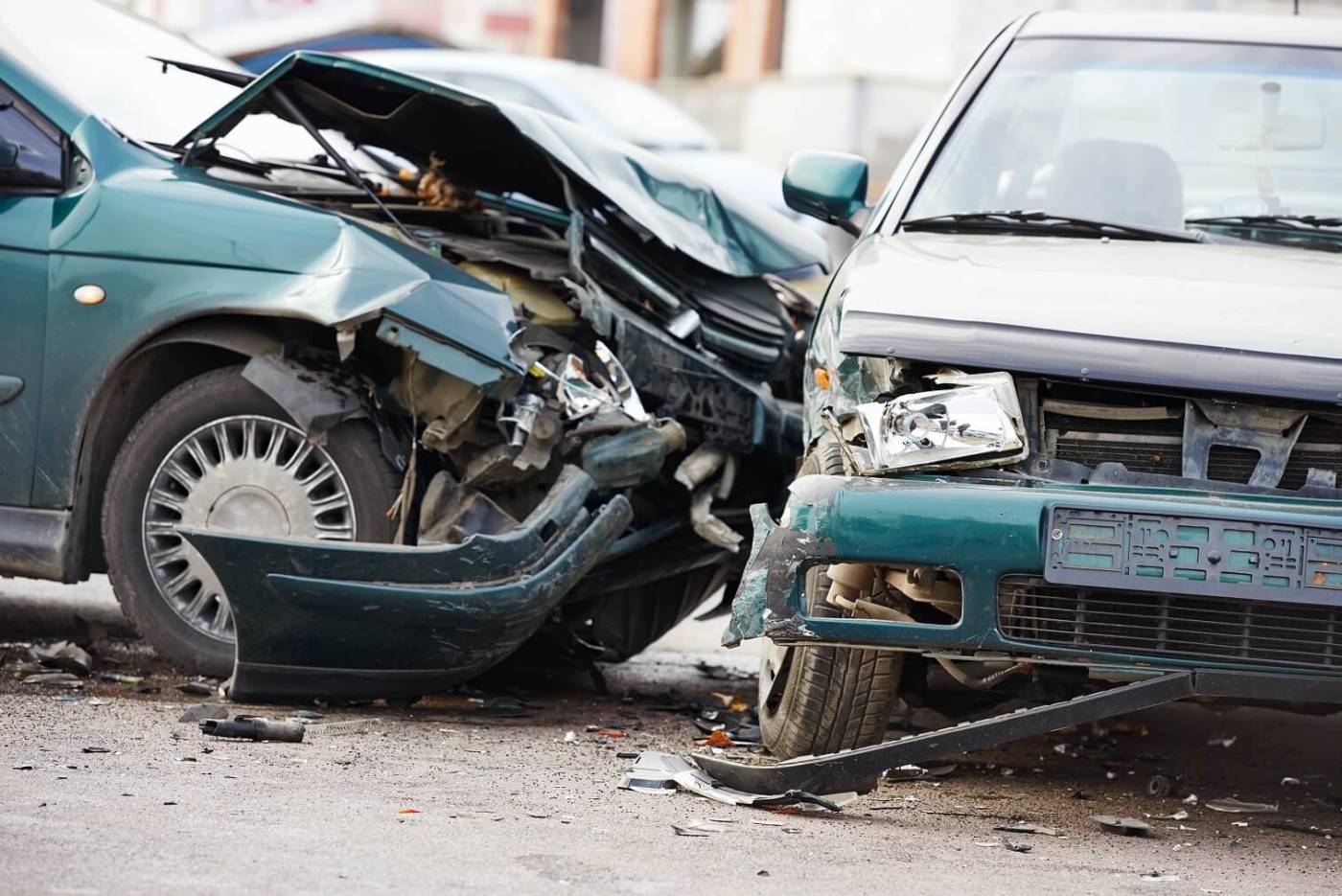 Two cars in an accident