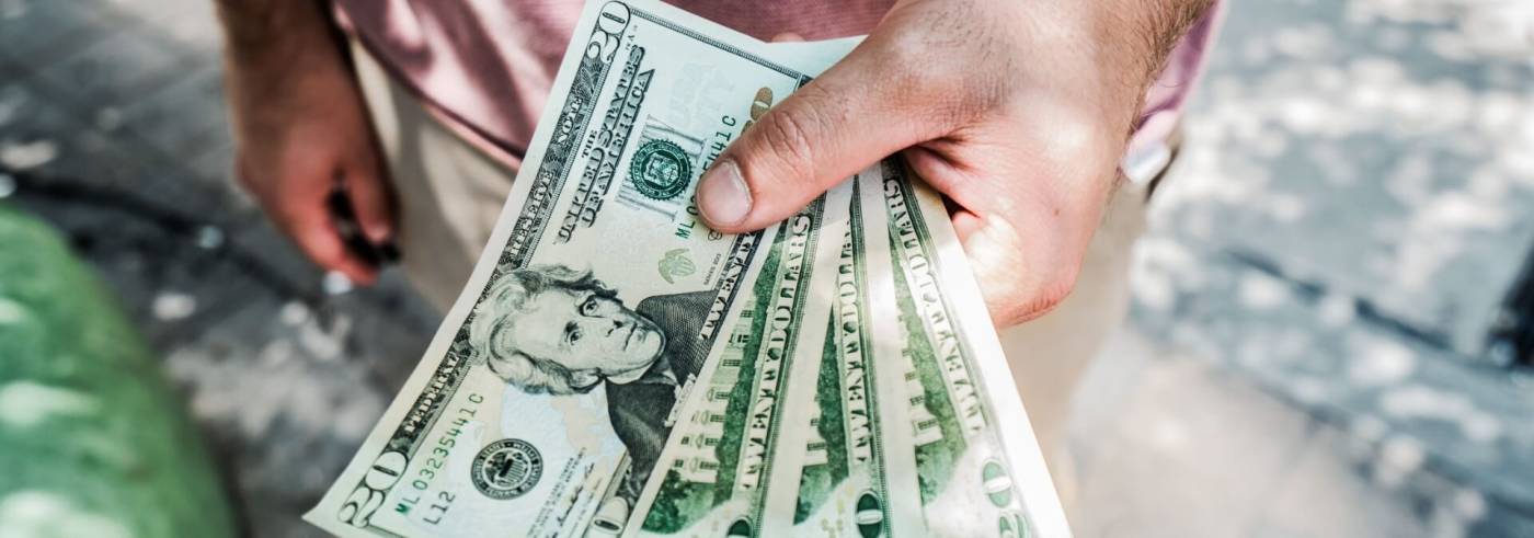 Person holding multiple twenty dollar bills