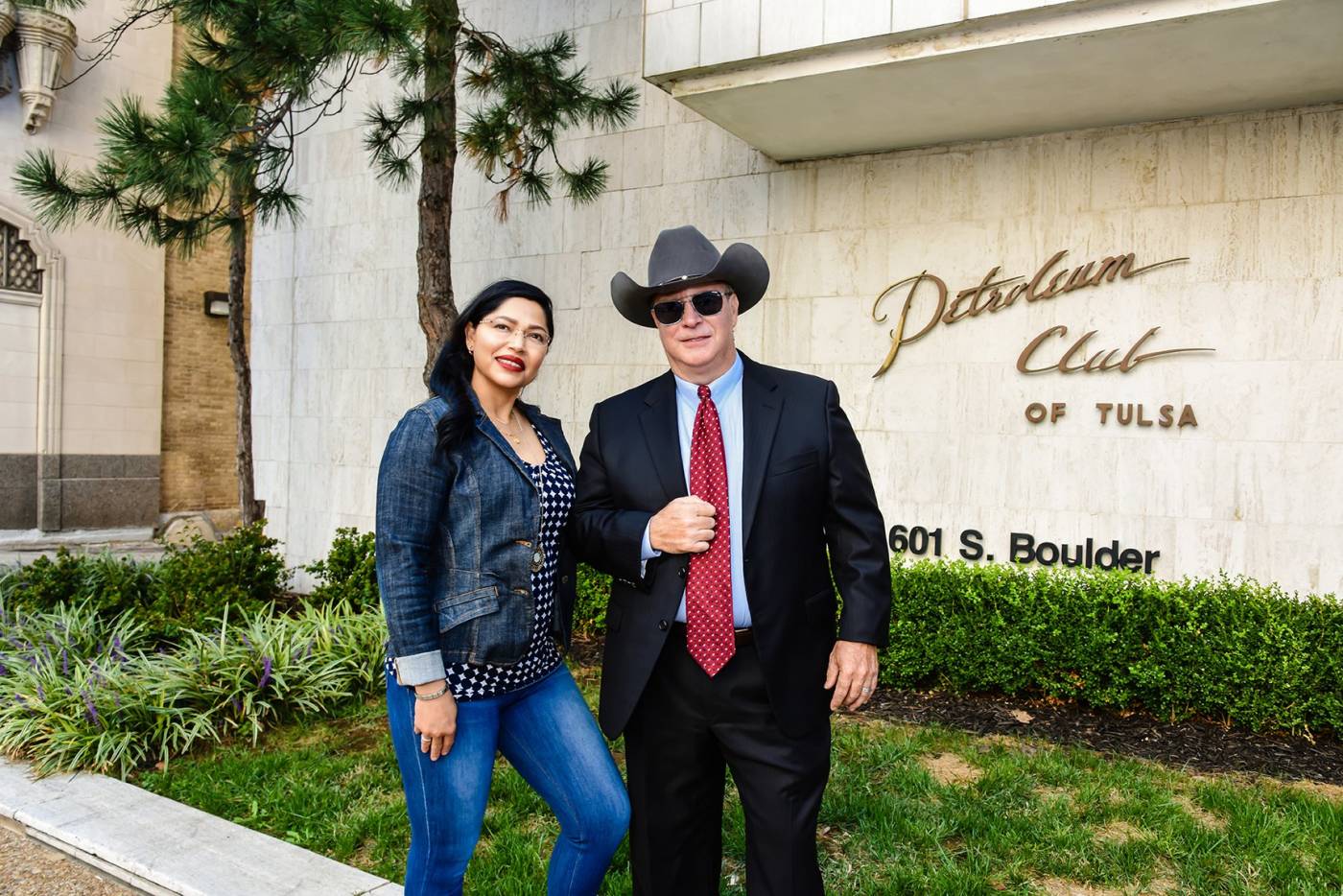 Rode Law Firm staff in front of the Petroleum Club of Tulsa