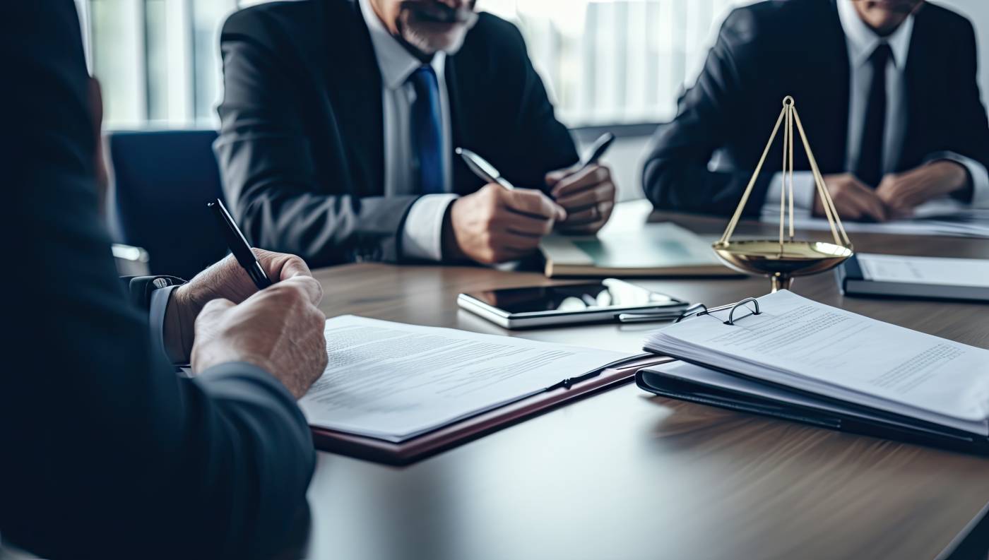 Attorney working with client on legal matter