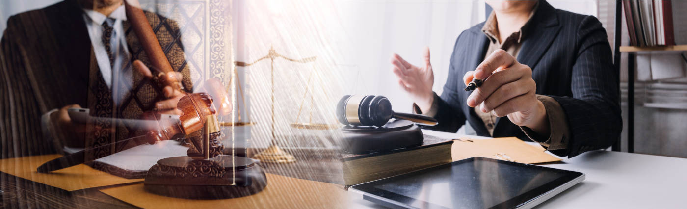 Business lawyers discussing pleadings
