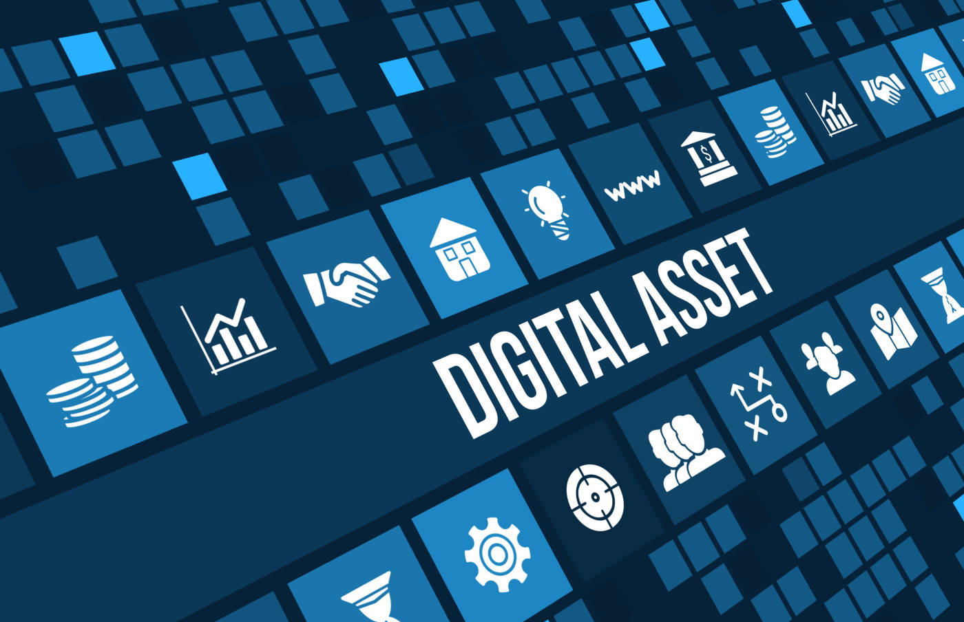 Digital asset concept image with business icons