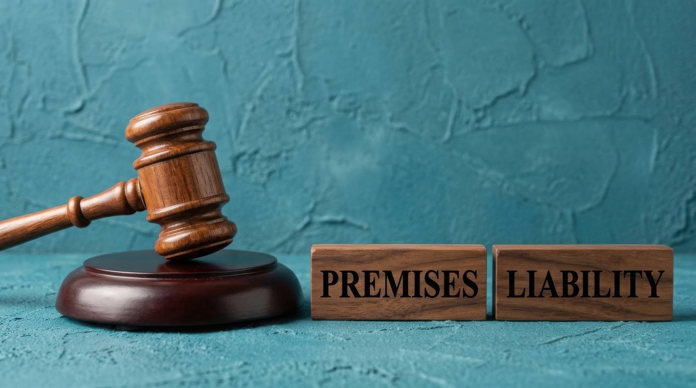 Premises liability text on wooden blocks with a gavel