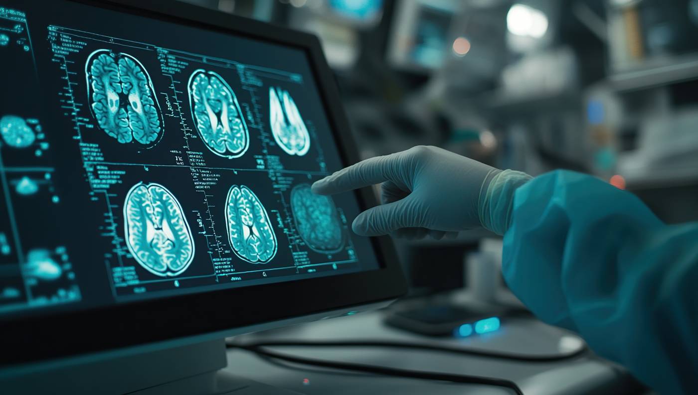 Doctor analyzing brain scan