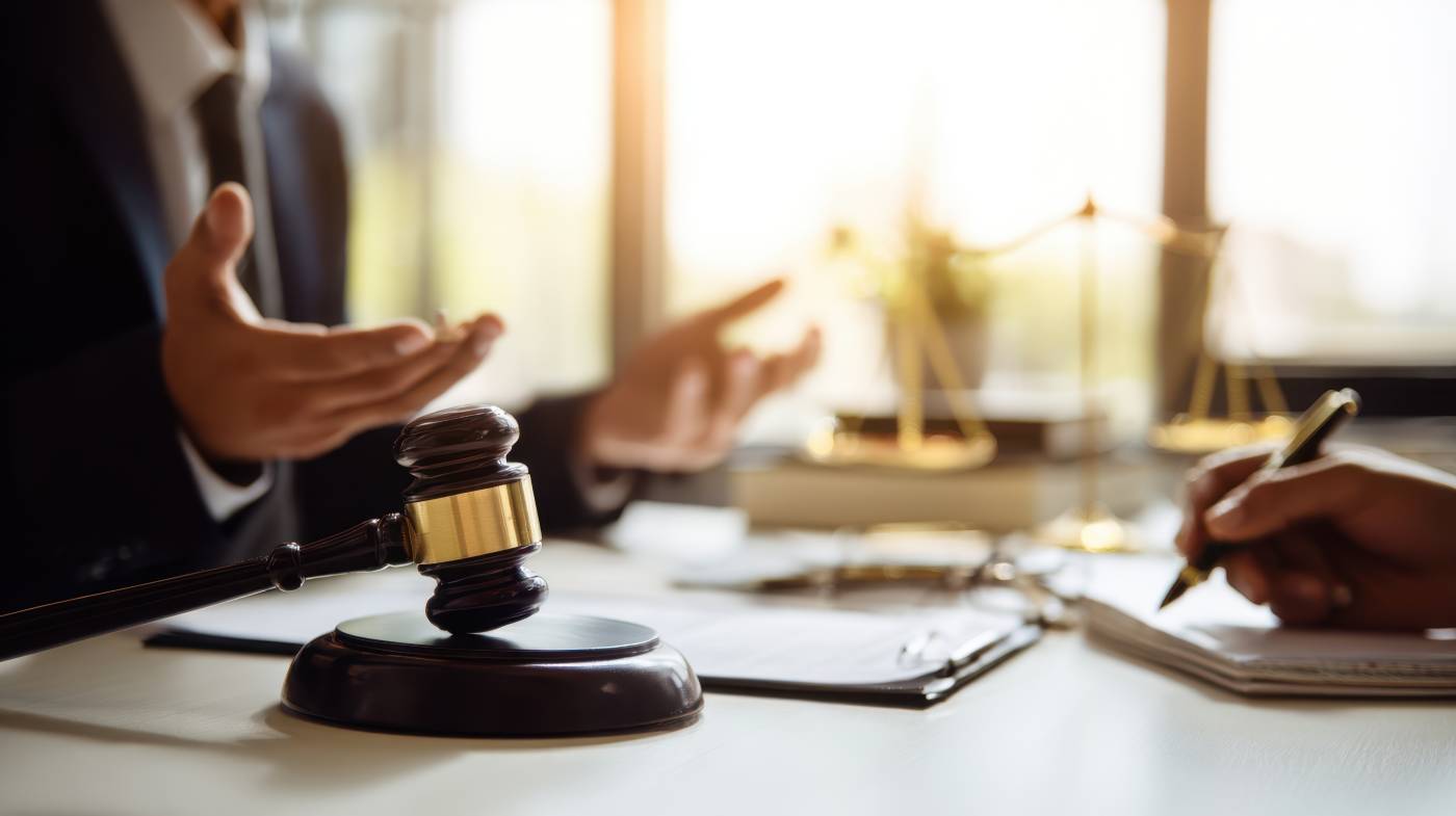 Client consulting with attorney