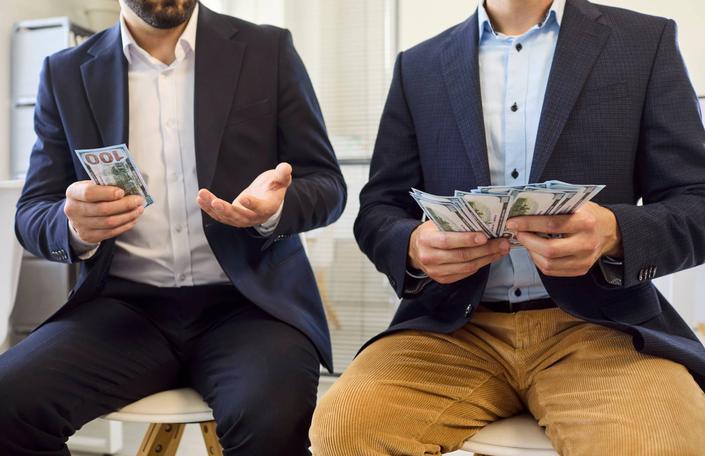 Employees workers men show salary wages inequality