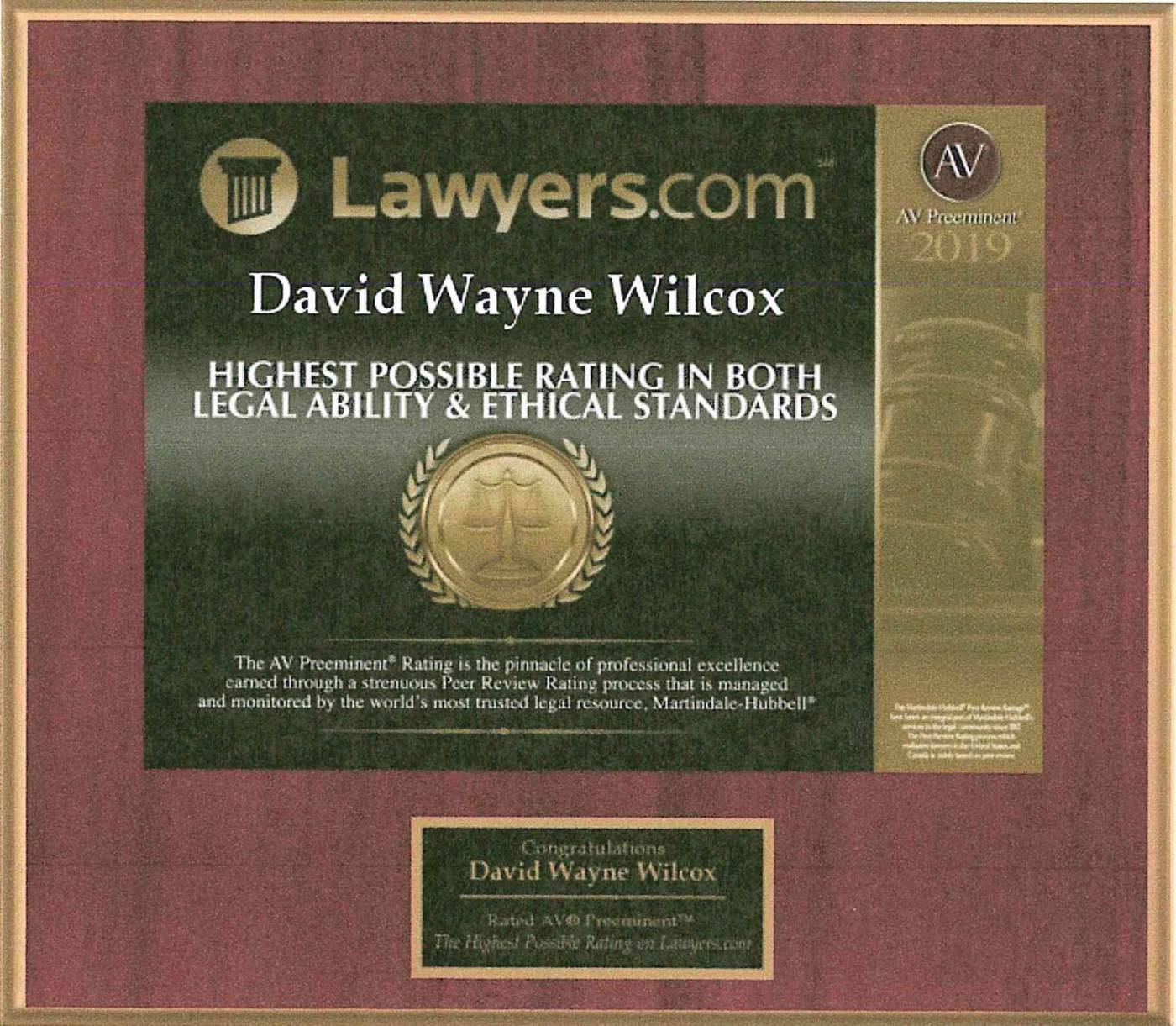 Lawyers.com David W. Wilcox Award