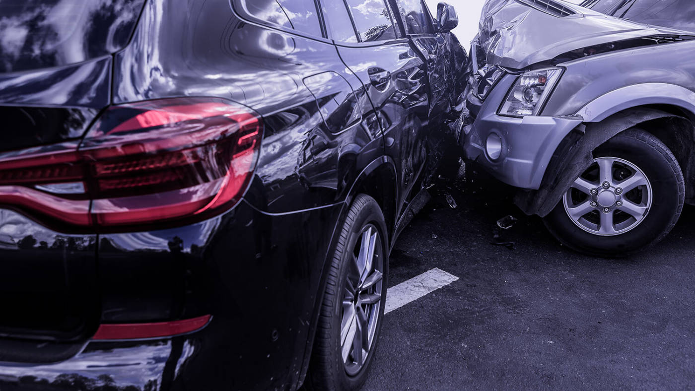 Two cars crashed into each other with each sustaining damage
