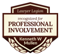 Lawyer Legion recognized for Professional Involvement badge