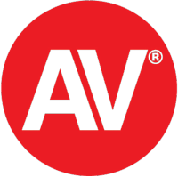 Letters "AV" in red circle