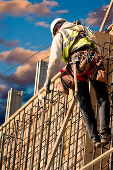 Construction worker on scaffolding 