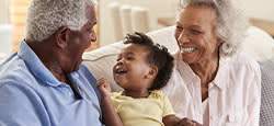Grandparents playing with grandchild