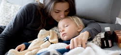 Mother taking care of a child