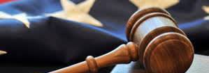 Gavel in front of an American flag