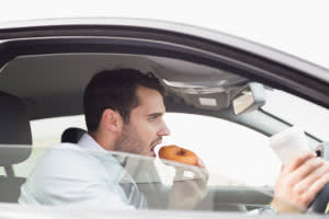 Man eating a donut