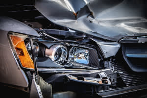 Car with a smashed front-end