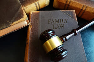 Family law book with gavel