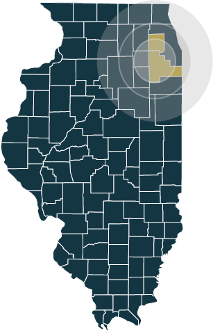 Map of Illinois with Chicago area highlighted