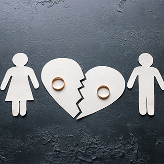 paper family near a broken heart