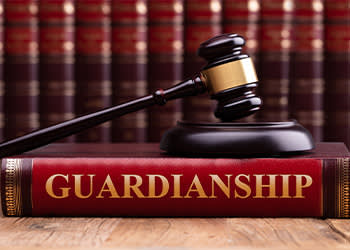 Guardianship Book with Gavel on Top 