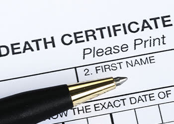 Death Certificate with Pen