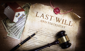 Last Will & Testament with Gavel, Money, and House