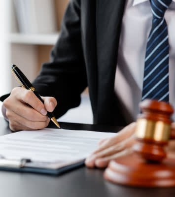Lawyer drafting contract