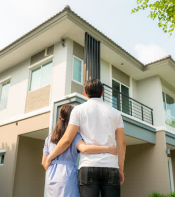 Couples looking at their new home