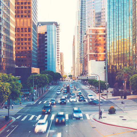 Downtown Los Angeles during rush hour