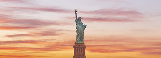 The Statue of Liberty at sunset