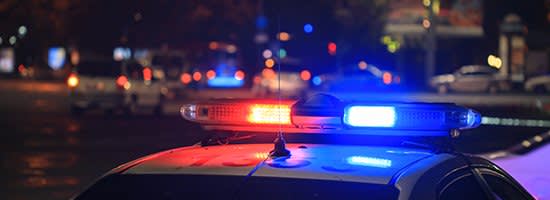 Police car lights at night