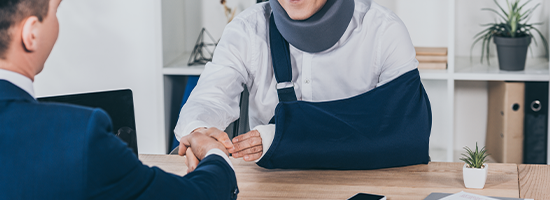 Worker in Neck Brace with Broken Arm