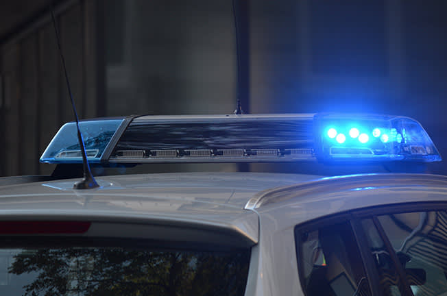 Police car with lights on