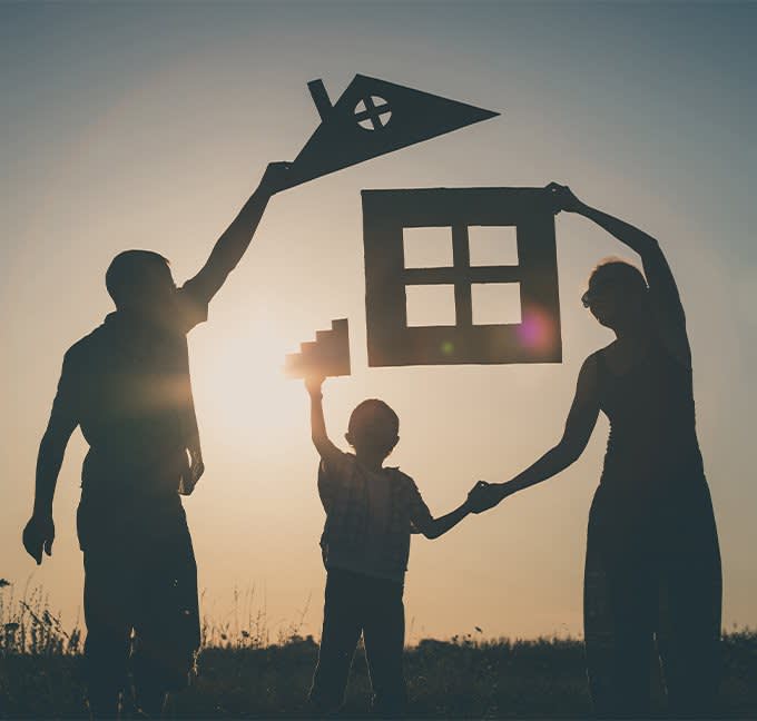 Family together in a field