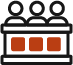 people standing behind a desk icon