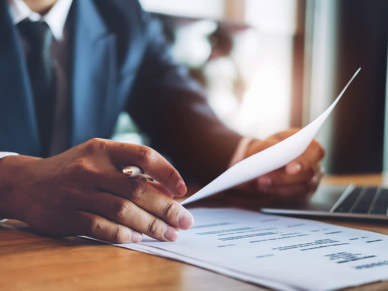 Businessman reviewing a resume