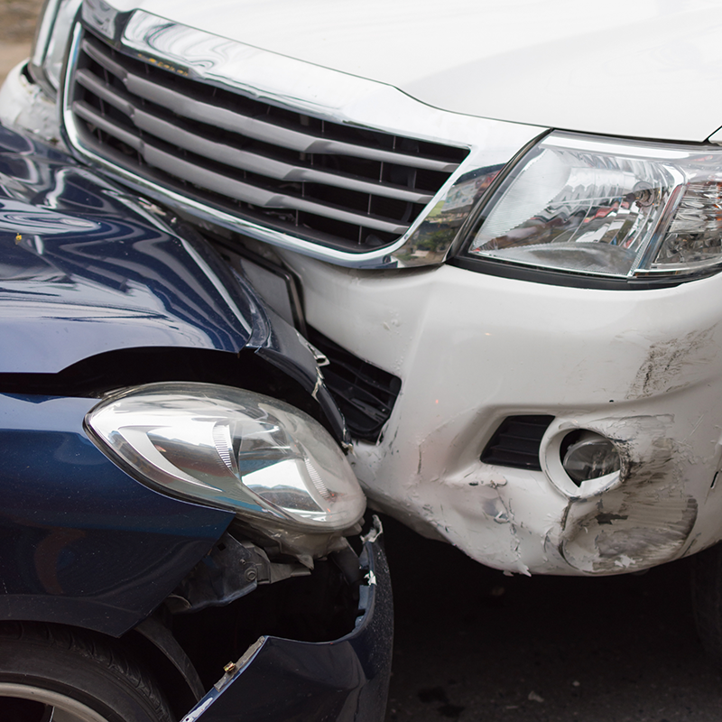 Car crash from car accident on the road