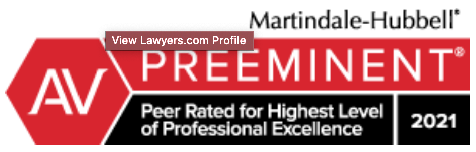 AV Preeminent Rating from Martindale-Hubbell 2021