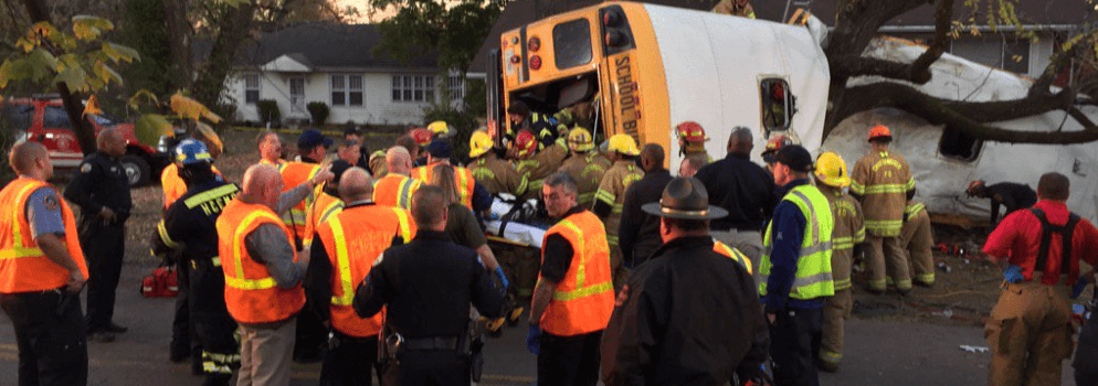 Bus crash scene