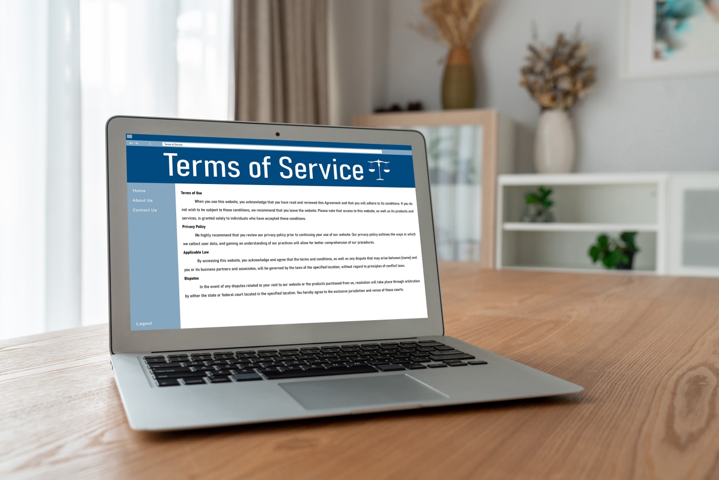 Terms of Service in laptop screen
