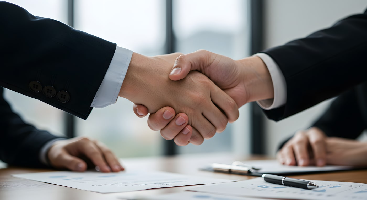 Businessmen shaking hand after reaching an agreement