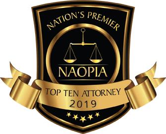 NAOPIA Top Ten Attorney in 2019 badge