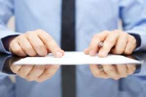 Attorney pointing out something on a document