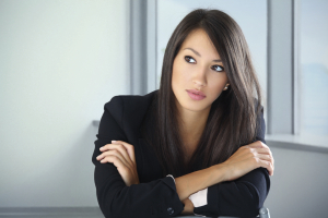 Businesswoman with a serious look on her face