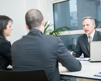 Couple sitting at a consultation