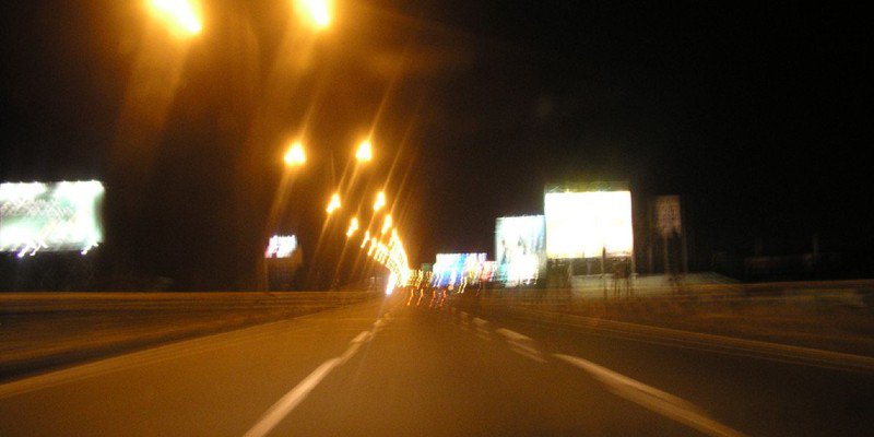 Blurry photo of a highway