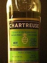 Green Chartreuse liqueur bottle